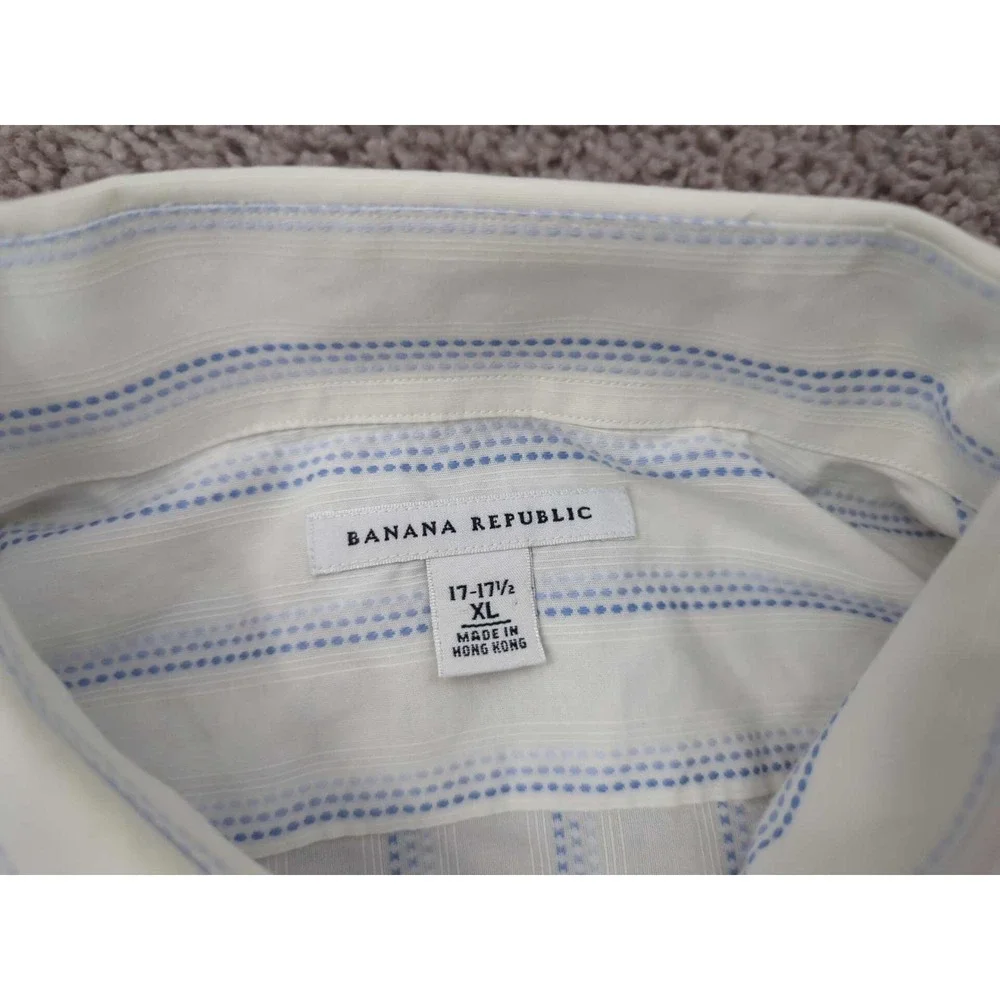 Vintage Banana‎ Republic Button Up Shirt Mens 17-17.5 Striped Made in Hong Kong